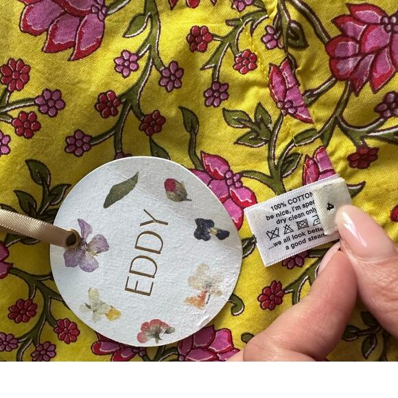 Eddy Yellow Pink Amber Fuschia Floral Carolyn Cross-Bust Top Size 4 NEW NWT - Picture 8 of 10